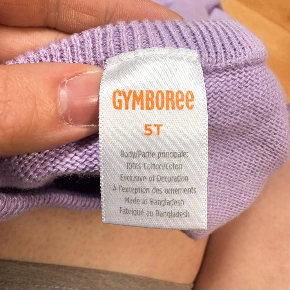 Gymboree Purple Floral 1-Button Closure Embroidered Cotton Cardigan Girls 5T